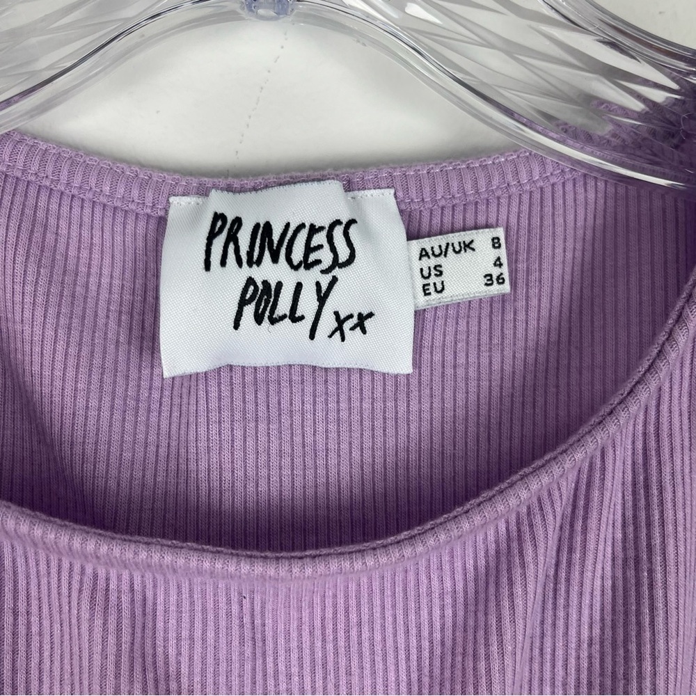 Princess Polly Cropped Tank Top Yin Yang Decal Lavander Size 4 - Picture 4 of 5
